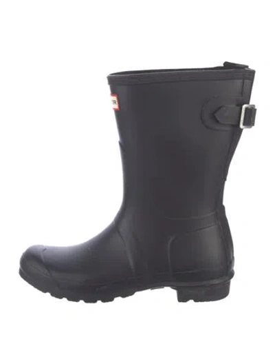 Pre-owned Hunter Rubber Rain Boots In Black