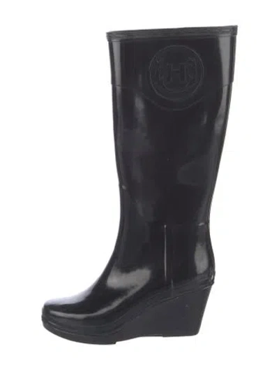 Pre-owned Hunter Rubber Rain Boots In Black