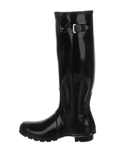 Pre-owned Hunter Rubber Rain Boots In Black