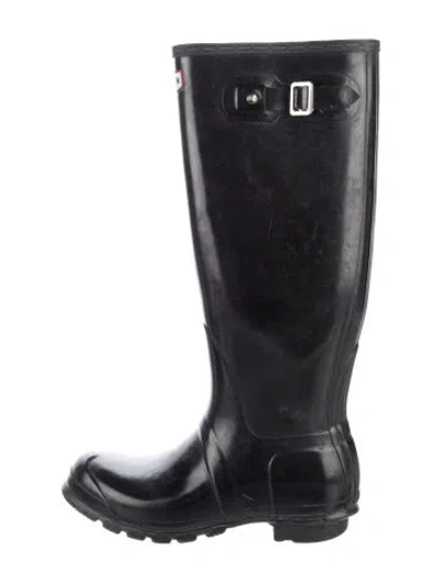 Pre-owned Hunter Rubber Rain Boots In Black