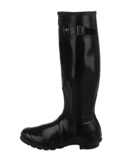 Pre-owned Hunter Rubber Rain Boots In Black