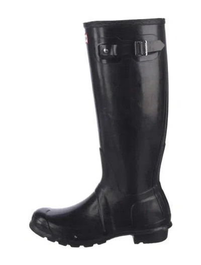 Pre-owned Hunter Rubber Rain Boots In Black