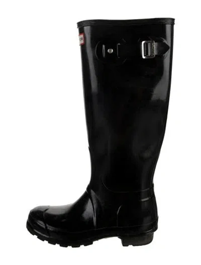 Pre-owned Hunter Rubber Rain Boots In Black