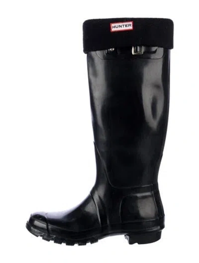 Pre-owned Hunter Rubber Rain Boots In Black