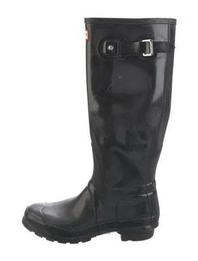 Pre-owned Hunter Rubber Rain Boots In Black