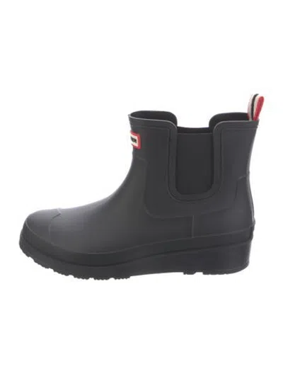 Pre-owned Hunter Rubber Rain Boots In Black
