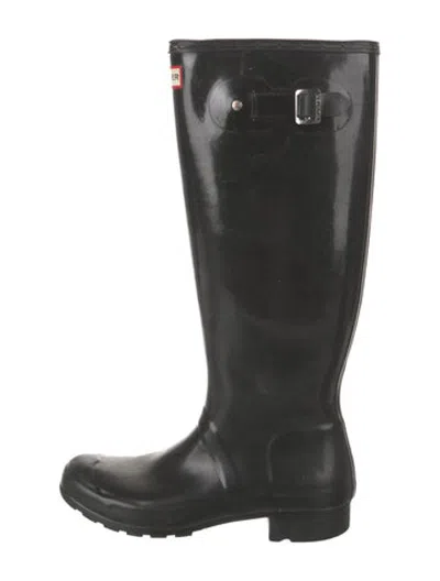 Pre-owned Hunter Rubber Rain Boots In Black