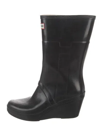 Pre-owned Hunter Rubber Rain Boots In Black