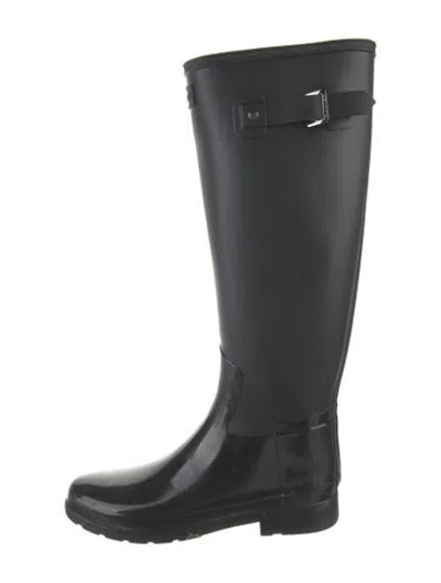 Pre-owned Hunter Rubber Rain Boots In Black