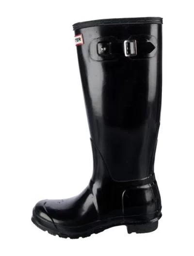 Pre-owned Hunter Rubber Rain Boots In Black