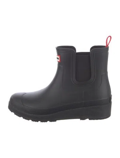 Pre-owned Hunter Rubber Rain Boots In Black