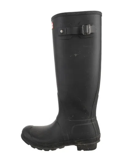 Pre-owned Hunter Rubber Rain Boots In Black