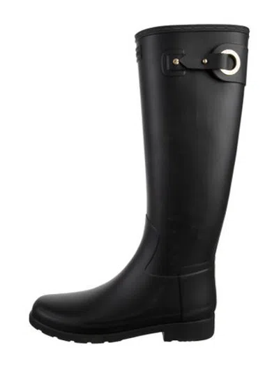 Pre-owned Hunter Rubber Rain Boots In Black