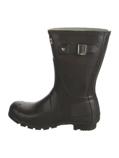 Pre-owned Hunter Rubber Rain Boots In Black/green