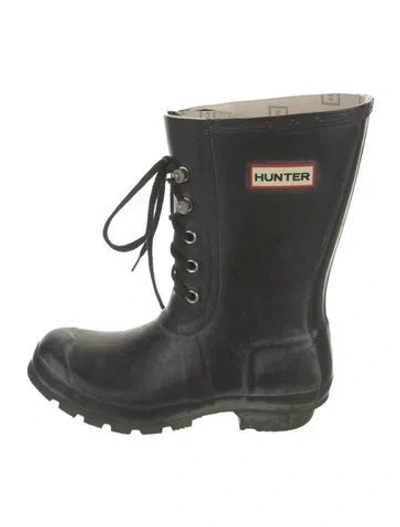 Pre-owned Hunter Rubber Rain Boots In Black/green