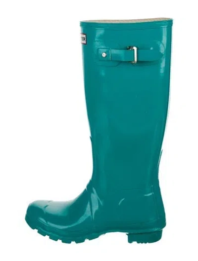 Pre-owned Hunter Rubber Rain Boots In Blue