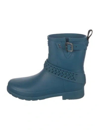 Pre-owned Hunter Rubber Rain Boots In Blue