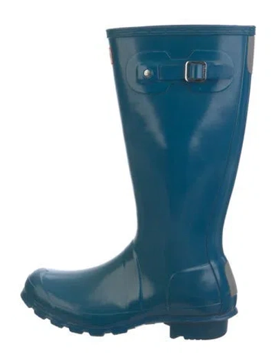Pre-owned Hunter Rubber Rain Boots In Blue