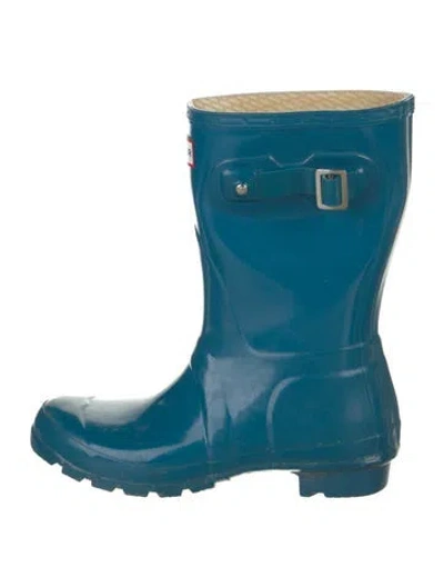 Pre-owned Hunter Rubber Rain Boots In Blue