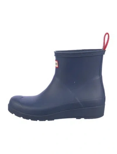 Pre-owned Hunter Rubber Rain Boots In Blue
