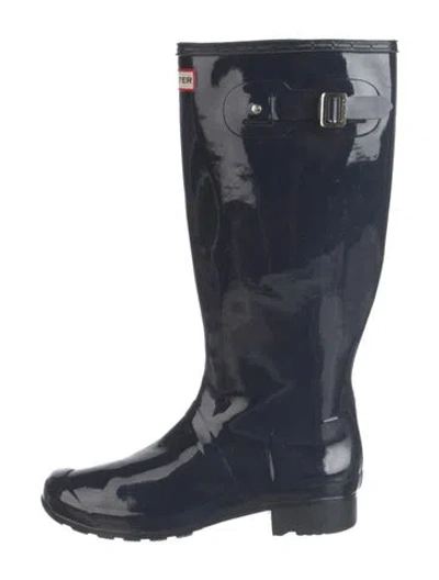 Pre-owned Hunter Rubber Rain Boots In Blue