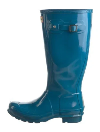 Pre-owned Hunter Rubber Rain Boots In Blue