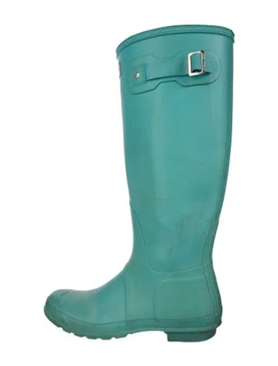 Pre-owned Hunter Rubber Rain Boots In Blue