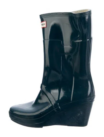 Pre-owned Hunter Rubber Rain Boots In Blue