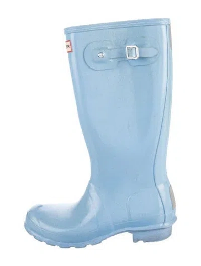 Pre-owned Hunter Rubber Rain Boots In Blue/metallic