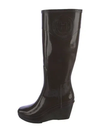 Pre-owned Hunter Rubber Rain Boots In Brown