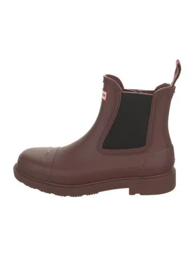 Pre-owned Hunter Rubber Rain Boots In Brown