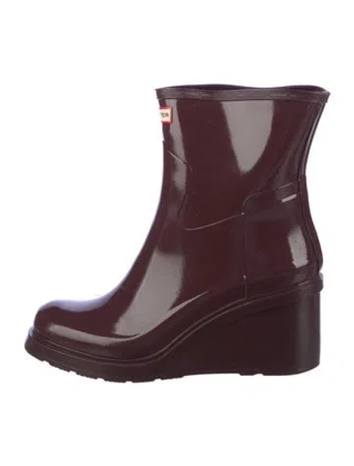 Pre-owned Hunter Rubber Rain Boots In Brown