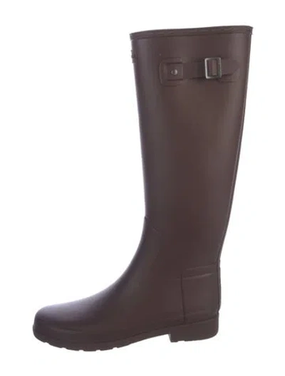 Pre-owned Hunter Rubber Rain Boots In Brown