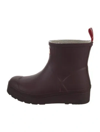 Pre-owned Hunter Rubber Rain Boots In Burgundy
