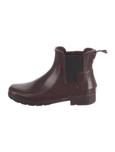 Pre-owned Hunter Rubber Rain Boots In Burgundy