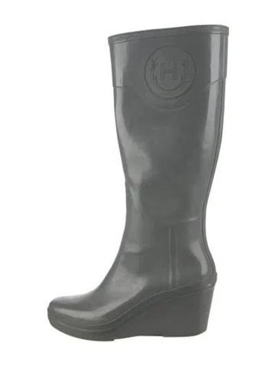 Pre-owned Hunter Rubber Rain Boots In Gray