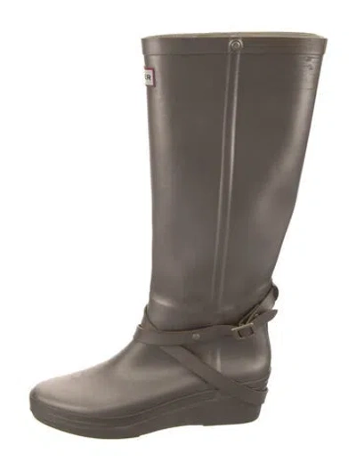 Pre-owned Hunter Rubber Rain Boots In Gray