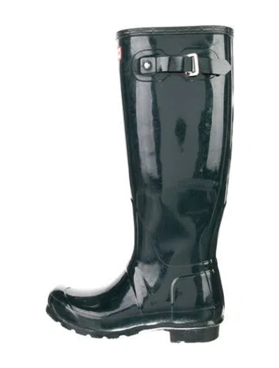 Pre-owned Hunter Rubber Rain Boots In Green