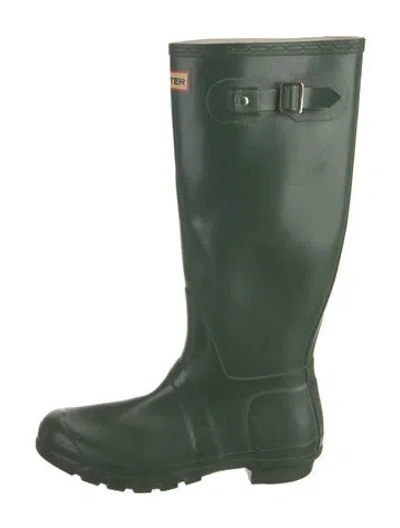 Pre-owned Hunter Rubber Rain Boots In Green
