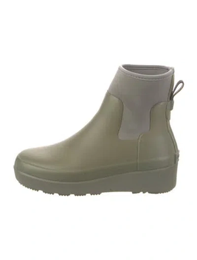 Pre-owned Hunter Rubber Rain Boots In Green
