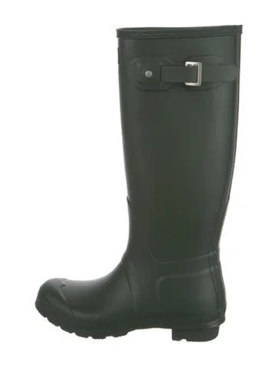 Pre-owned Hunter Rubber Rain Boots In Green