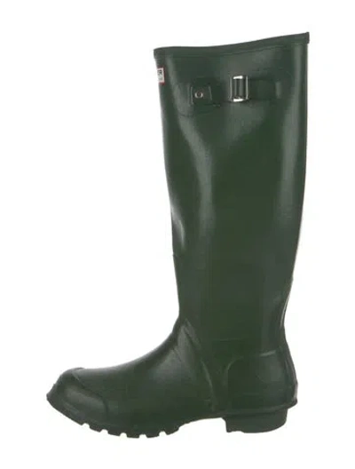 Pre-owned Hunter Rubber Rain Boots In Green