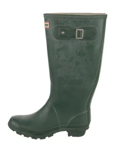 Pre-owned Hunter Rubber Rain Boots In Green