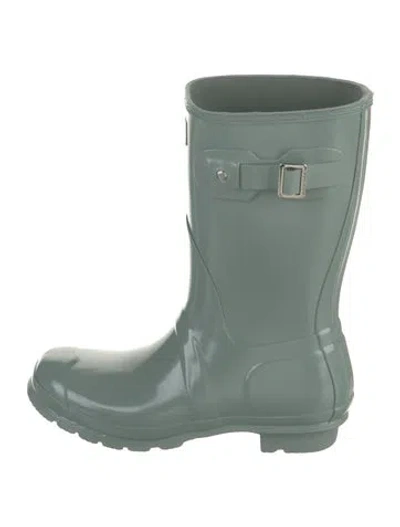 Pre-owned Hunter Rubber Rain Boots In Green