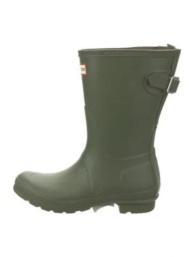 Pre-owned Hunter Rubber Rain Boots In Green
