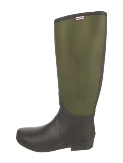 Pre-owned Hunter Rubber Rain Boots In Green
