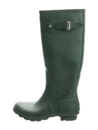 Pre-owned Hunter Rubber Rain Boots In Green