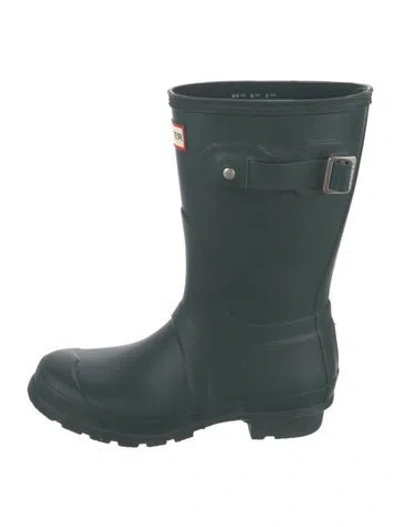 Pre-owned Hunter Rubber Rain Boots In Green