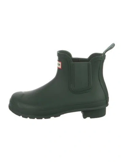 Pre-owned Hunter Rubber Rain Boots In Green