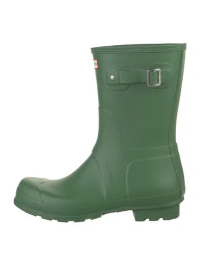 Pre-owned Hunter Rubber Rain Boots In Green
